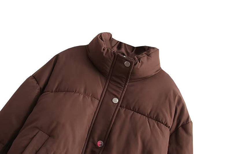 Women Clothing Winter Long Sleeved Stand up Collar Thermal Casual Bread Coat Outerwear