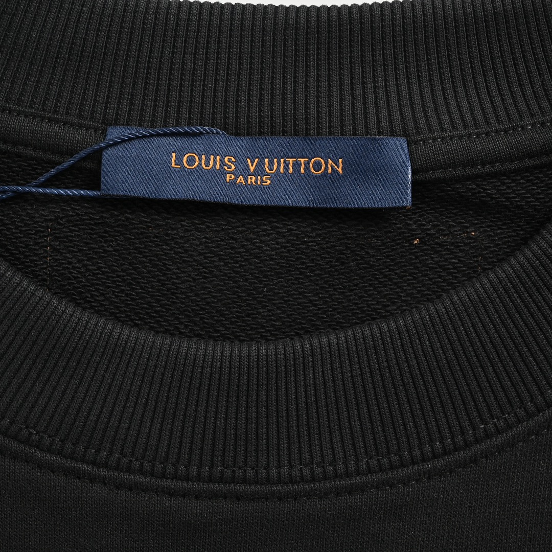 Louis Vuitton 24Fw leather logo and lettering embroidered crew neck sweatshirt