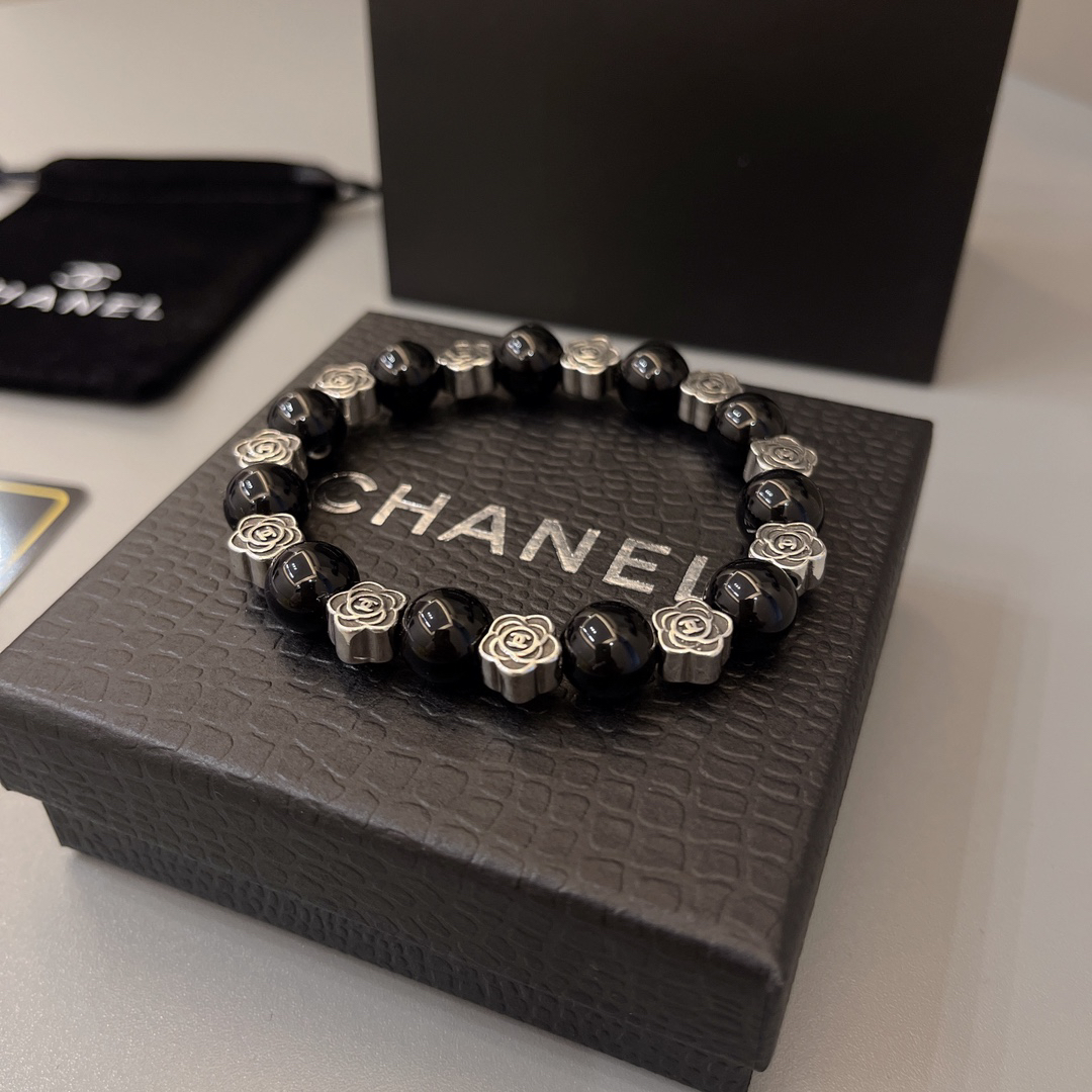 Chanel obsidian distressed bracelet