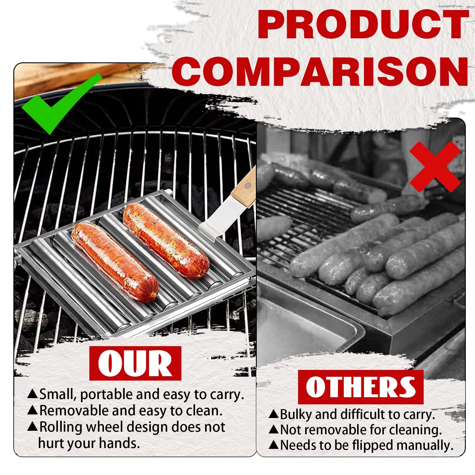 🔥Last Day 50% OFF🔥Hot Dog /Sausage Stainless Steel Rotating Grill