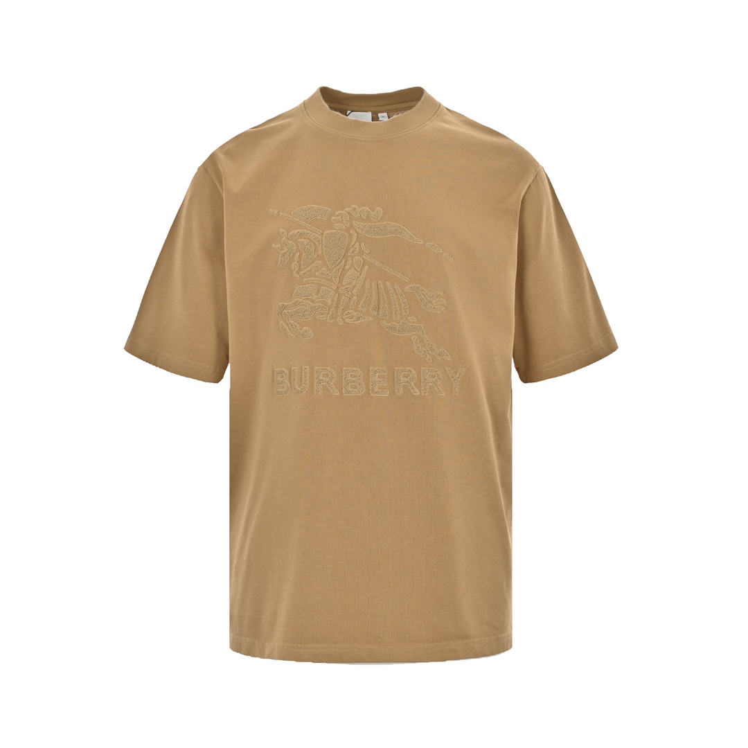 Burberry 24ss embossed three-dimensional embroidered war horse short sleeve