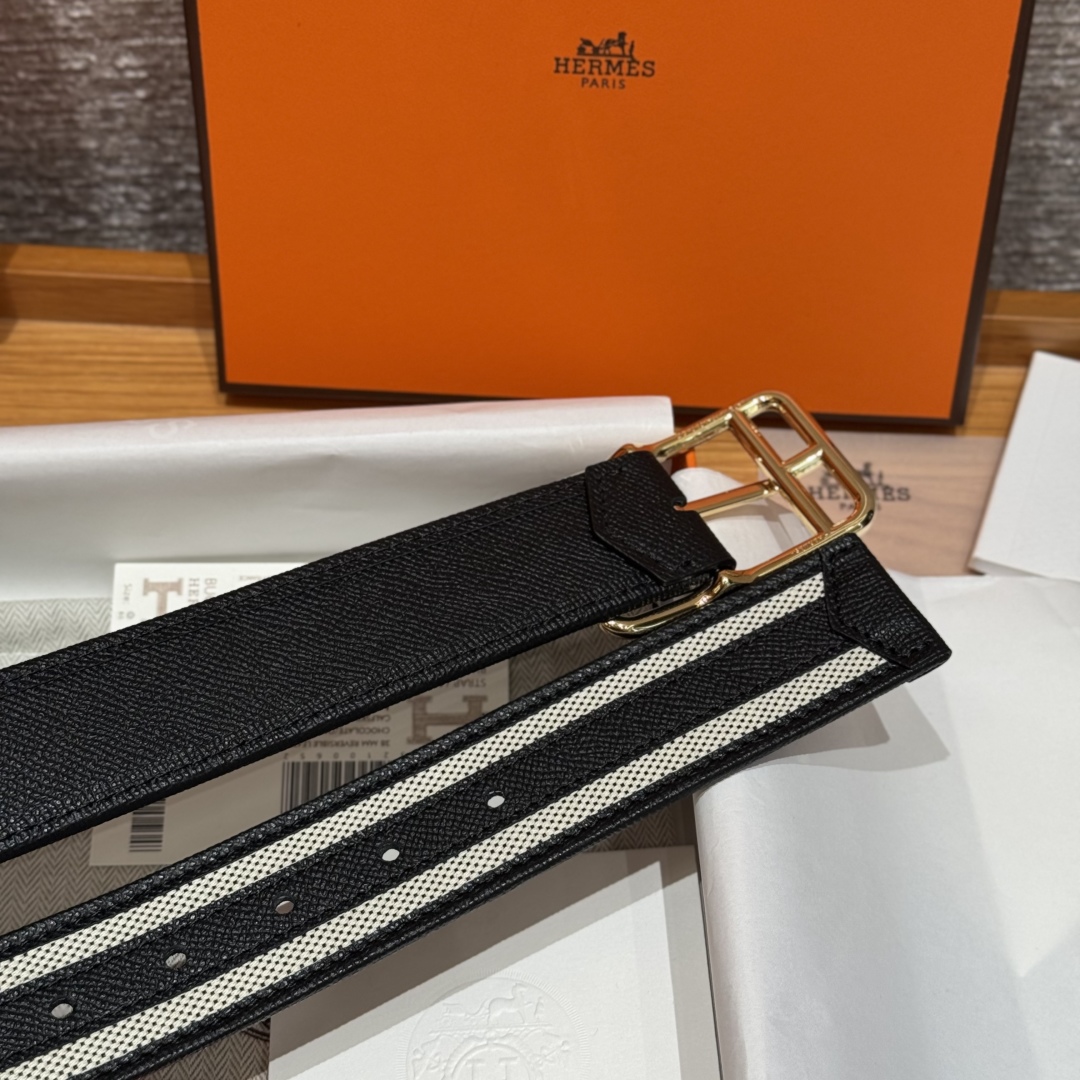 Hermès Half Cod Riviera double-faced leather belt, 3.8cm wide