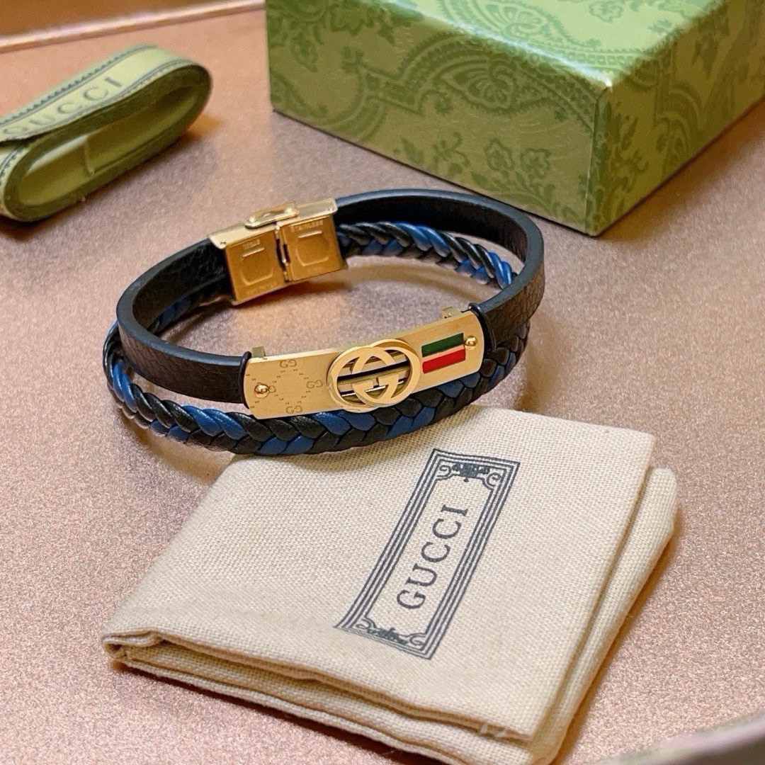 Gucci Two Tone Braided Gold Bracelet