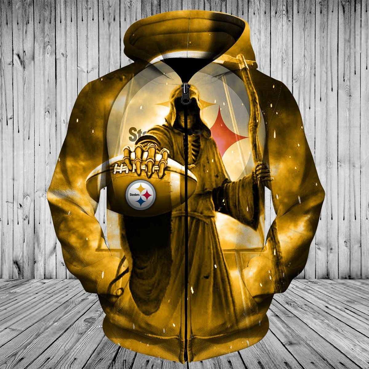 STEELERS 3D HOODIE DEATH SKULL 3D8