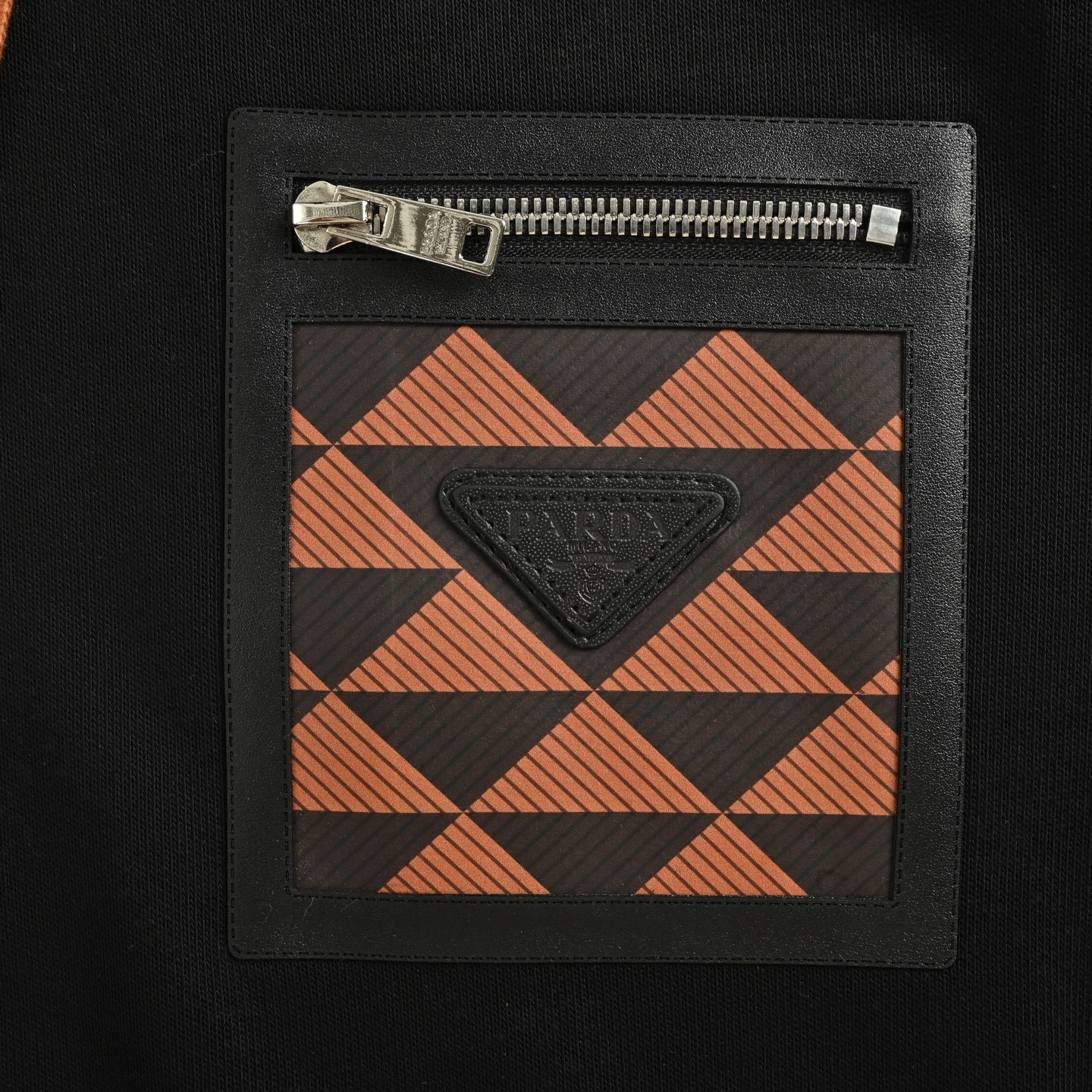 Prada 25Fw triangle logo zipper faux pocket hoodie