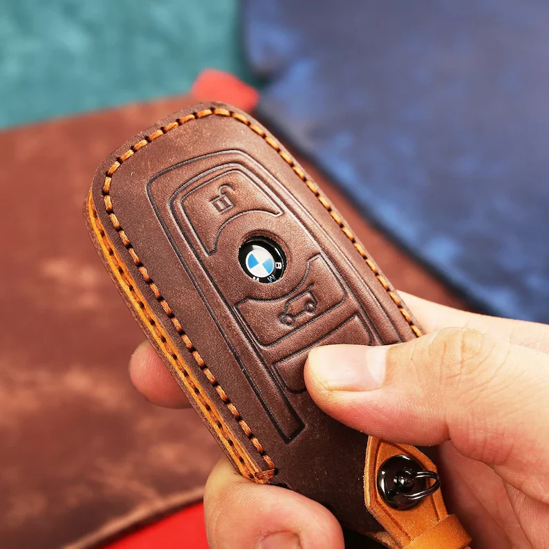 Buttons Genuine Leather Car Key