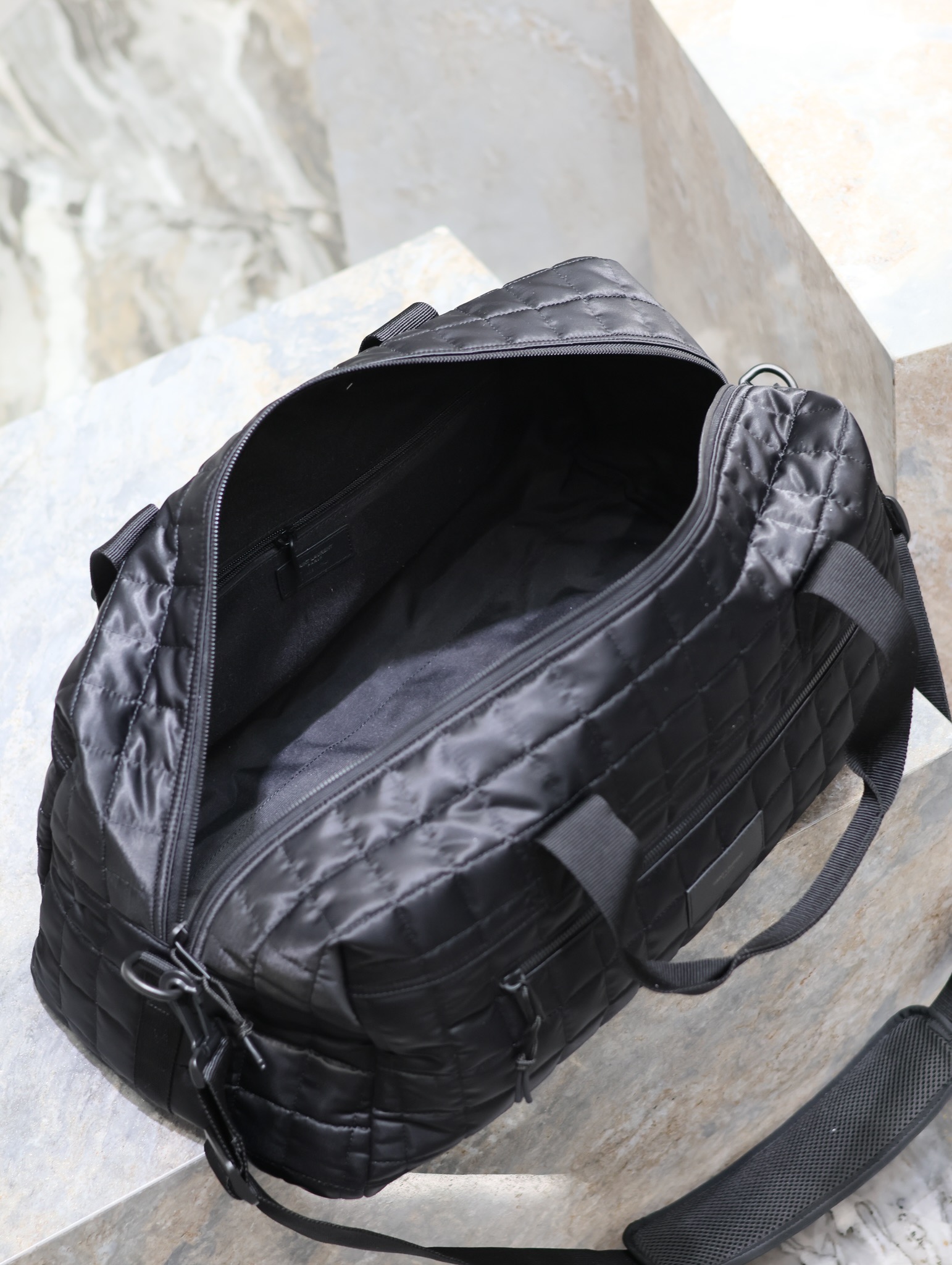 Yves Saint Laurent Plaid Nylon Travel Tote Bag 581374