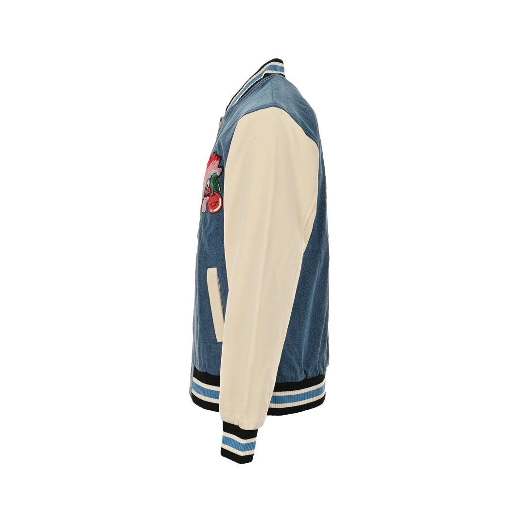 Gucci 24Fw cherry embroidered denim patchwork jacket
