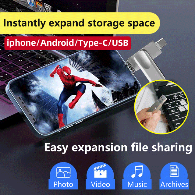 💥Last Day Promotion-[SAVE 50% OFF]--[Multifunctional]Large-capacity four-in-one mobile phone expansion flash drive