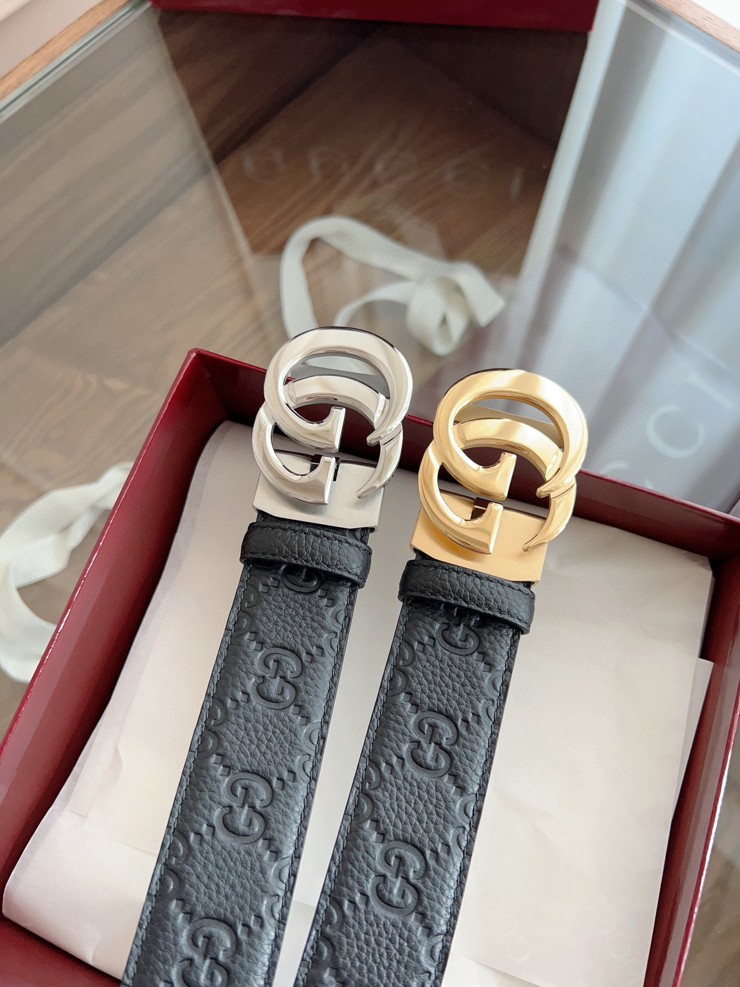 Gucci automatic smooth buckle double-sided cowhide belt width 3.5cm