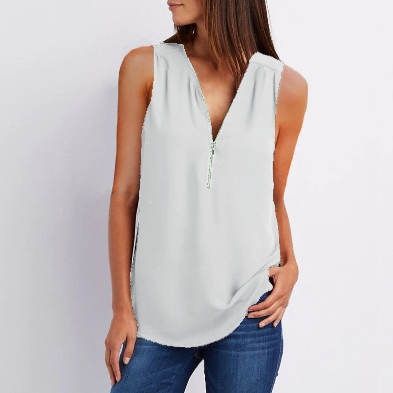 Koszulka bez rękawów luźna szyfonowa Tank Top