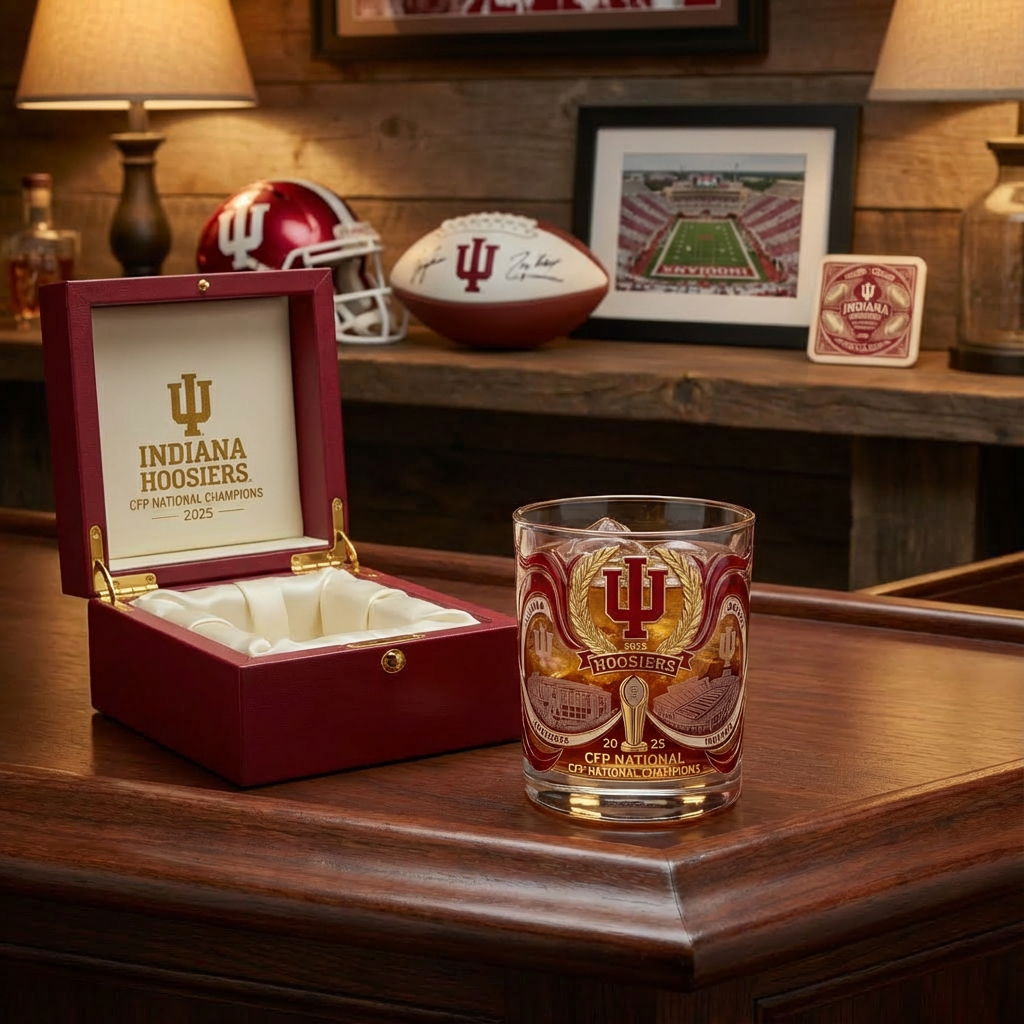 Indiana Hoosiers CFP National Champions 2025 Commemorative Whiskey Glass