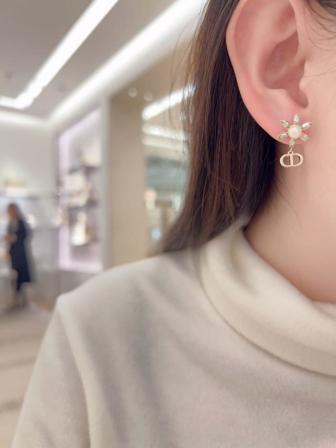 Dior Sunflower Pearl Earrings