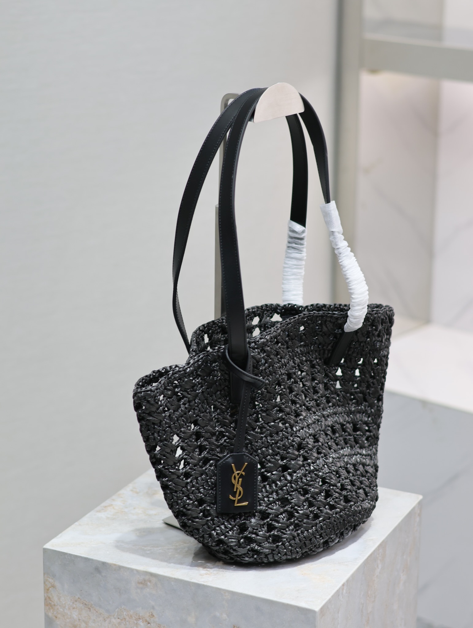 Yves Saint Laurent basket hollow straw tote bag 761461