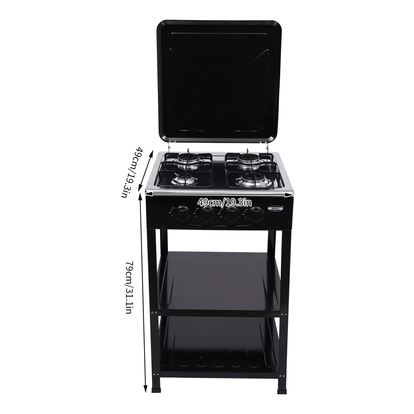 4 Burner Freestanding Gas Stove NG LPG Outdoor Camping Portable Cooktop with 4 Knobs Manual Ignition for RV Travel Emergency Preparedness Family Use