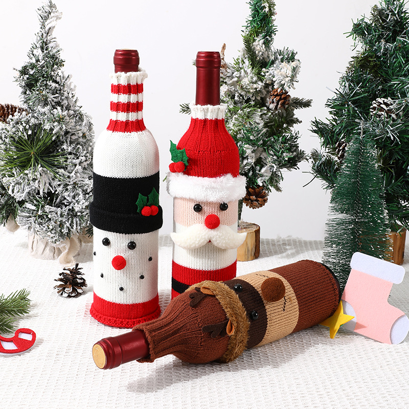 New Christmas bottle set Champagne red wine creative wine set Hotel table restaurant holiday decoration supplies