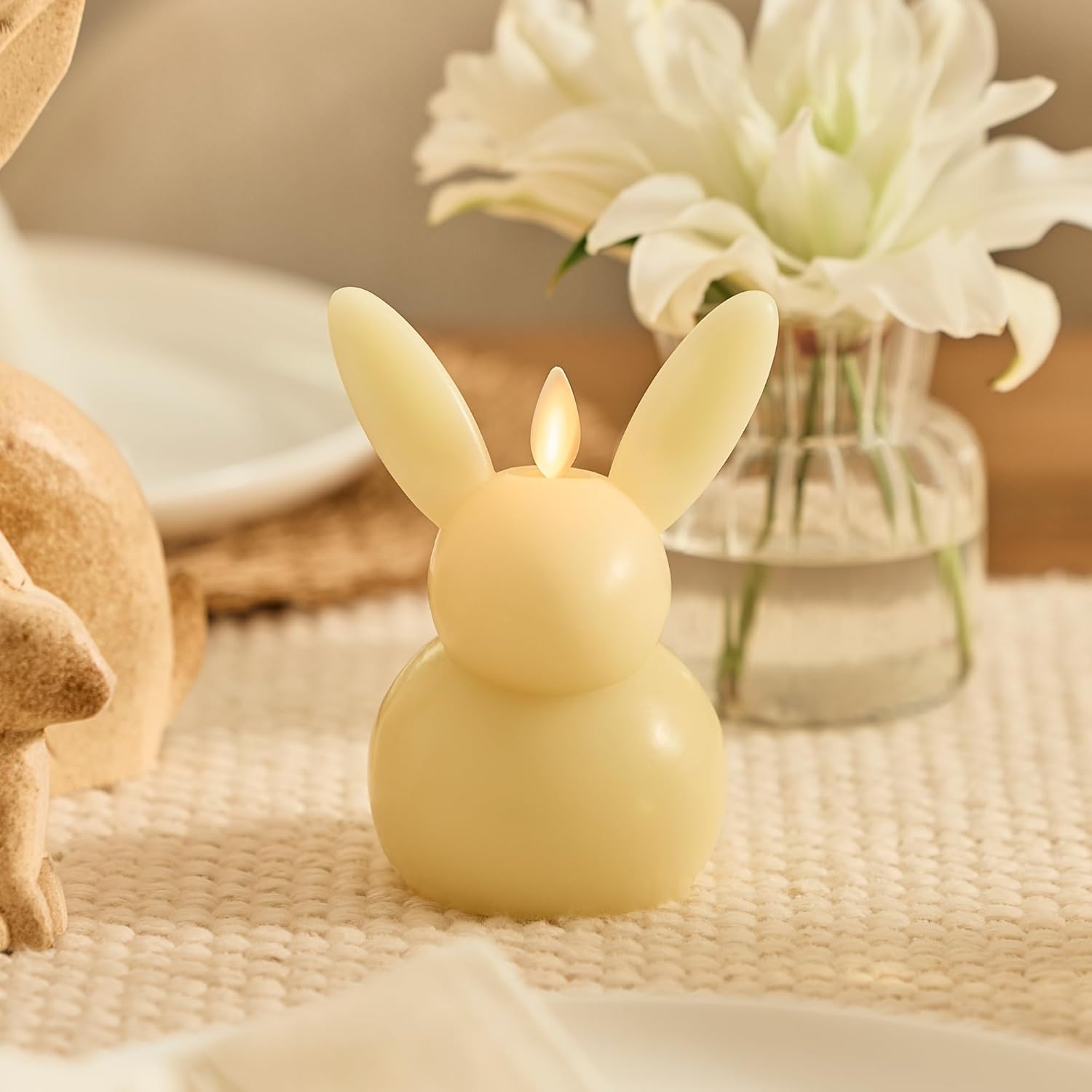 💖Last Day 45% OFF💖Flickering LED Bunny Flameless Candle With Timer