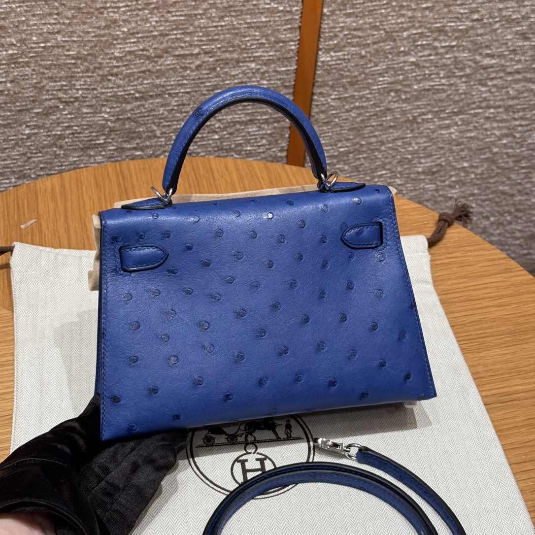 Hermes mini kelly 2 74Blue roy handbag (handmade to order)
