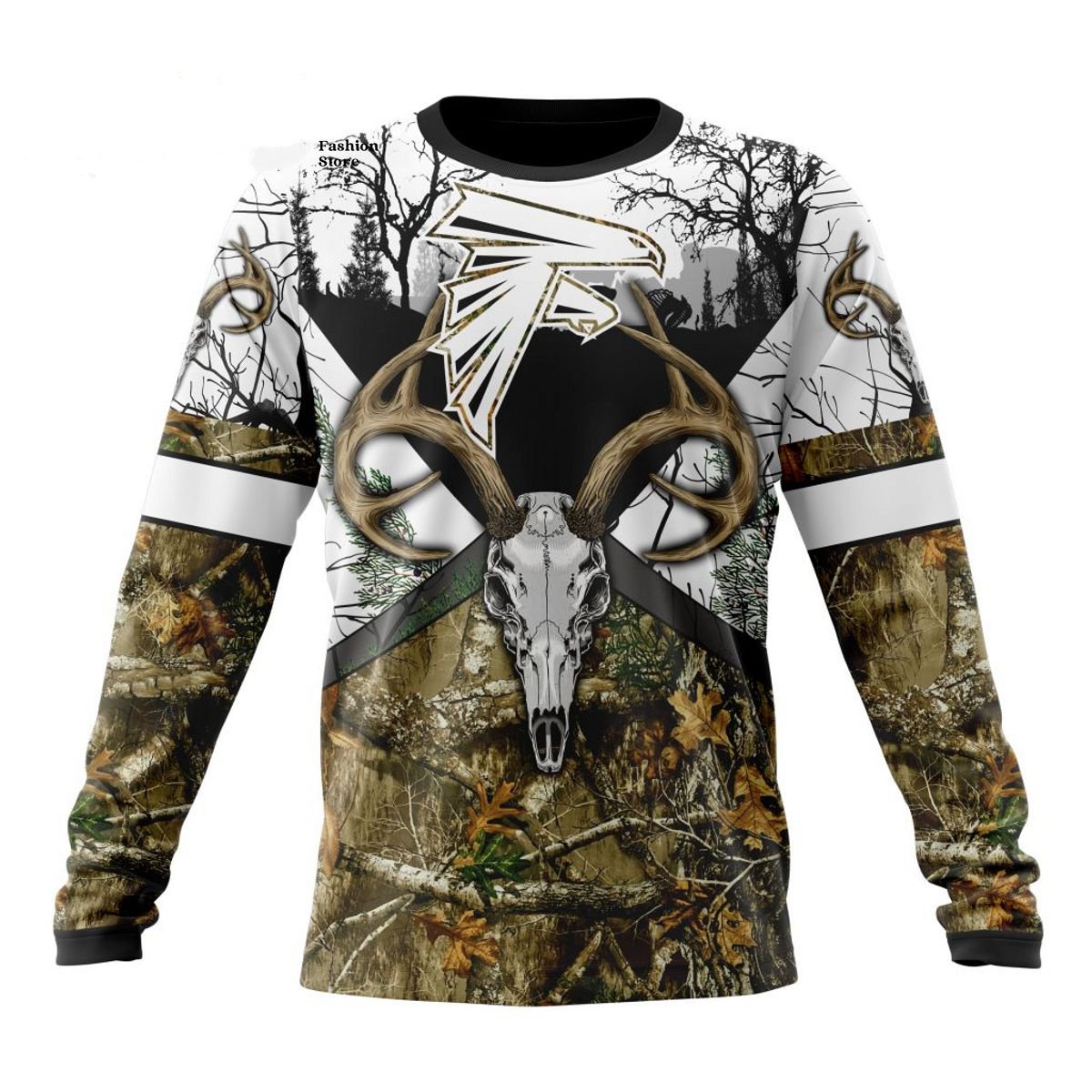 ATLANTA FALCONS DEER SKULL AND FOREST 3D HOODIE
