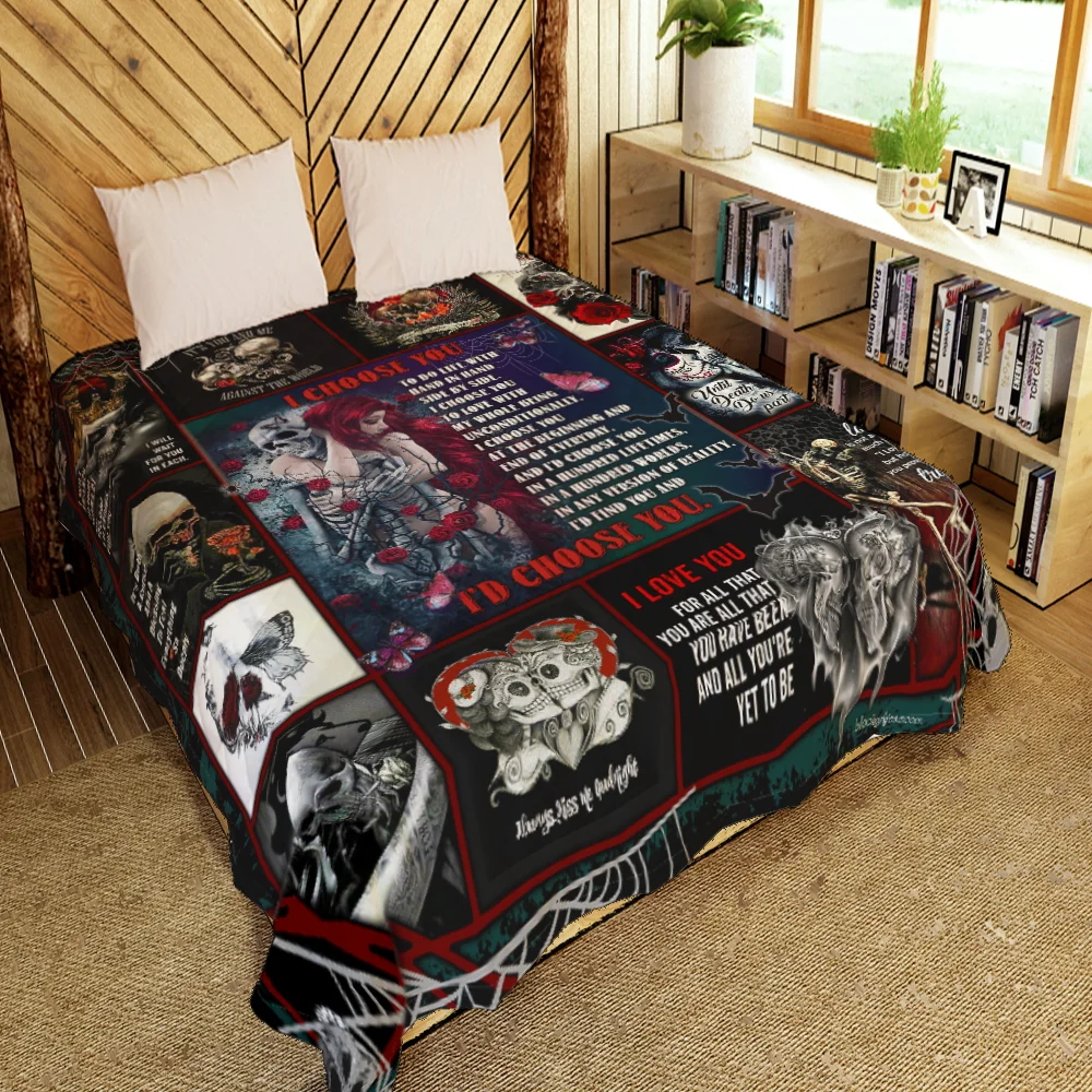 I Choose You Skull Love Quilt Blanket