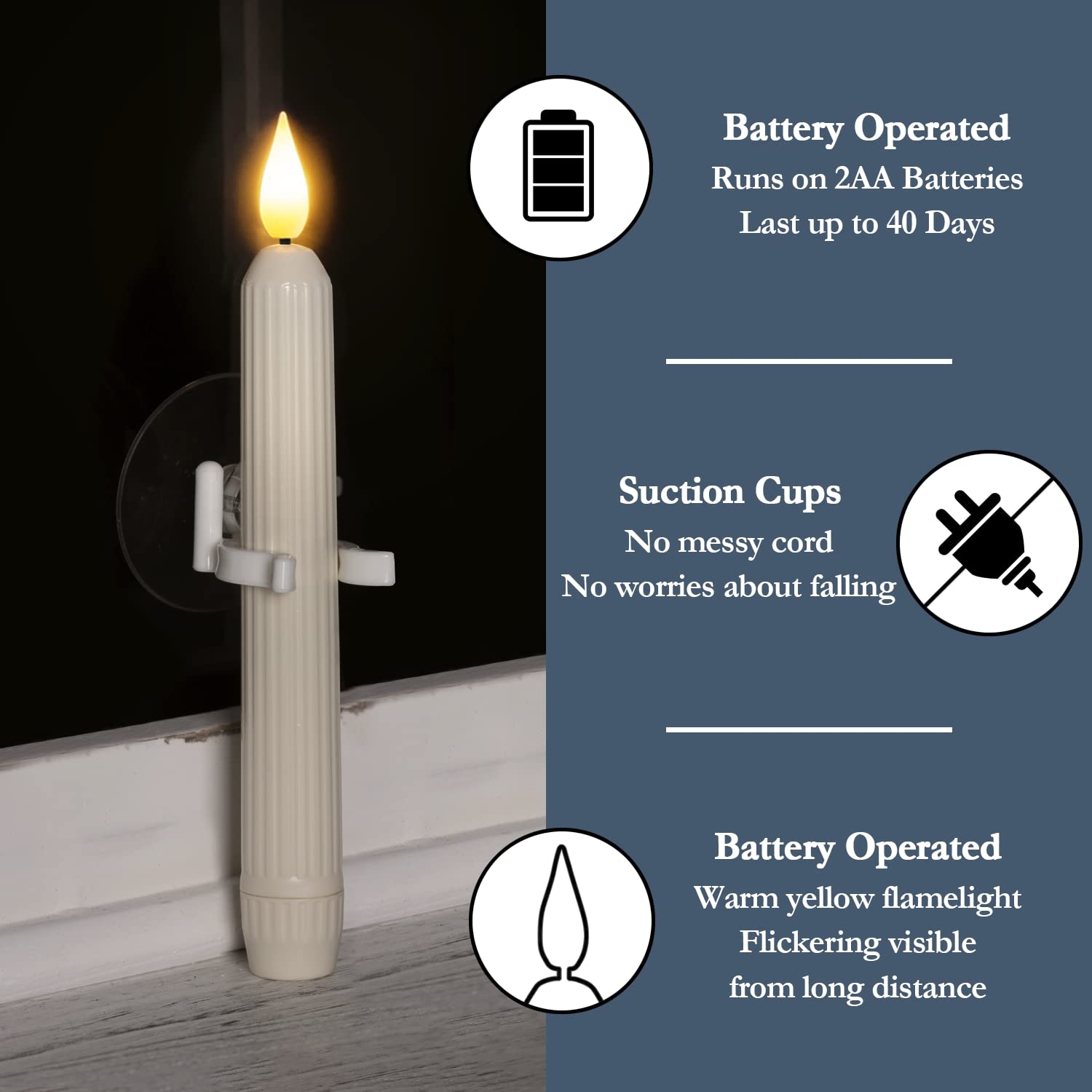 💥ON SALE💥6 Pack Flameless LED Window Candles with Dusk to Dawn Sensor  & Suction Cups🕯️