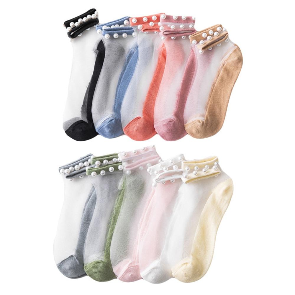 ( Last Day Promotions-50% OFF) Pearl Transparent Socks-Free Size Fit ALL Ldies and Girls