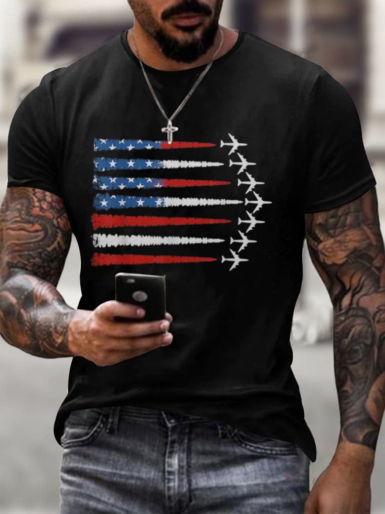 Men's Flag Independence Day Printed T-Shirt