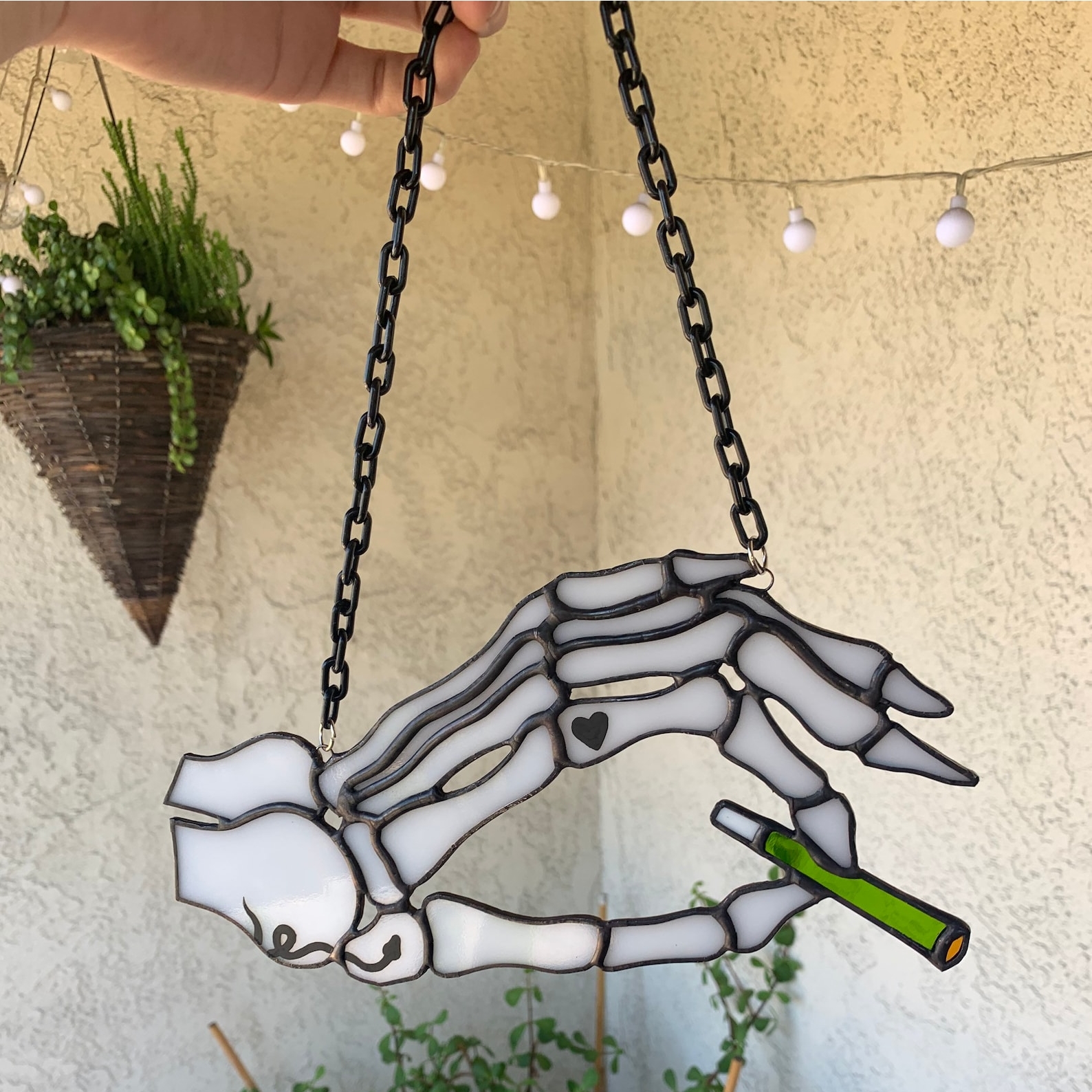 Funny Window Corner Decor - Skelly Hand Suncatcher