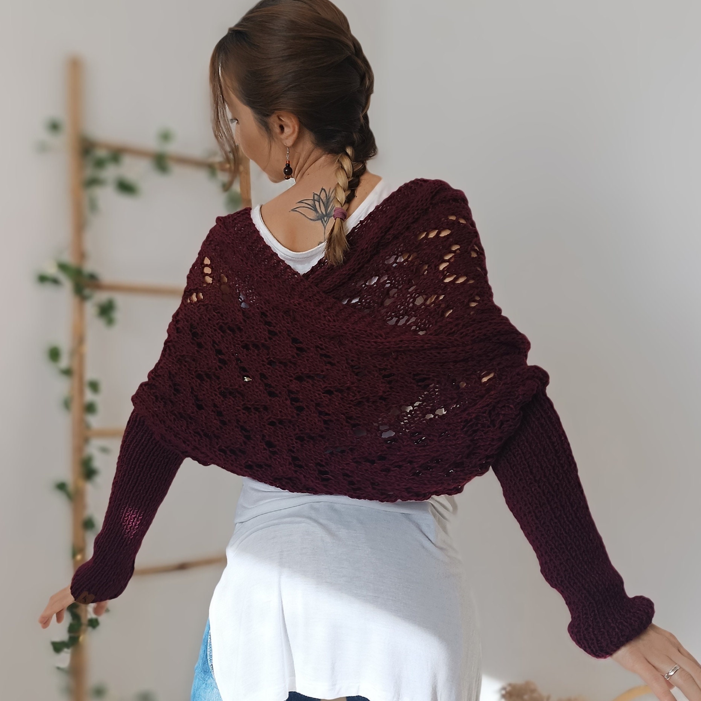ON SALE🔥Scarf With Sleeves, Knitted Cable Wrap