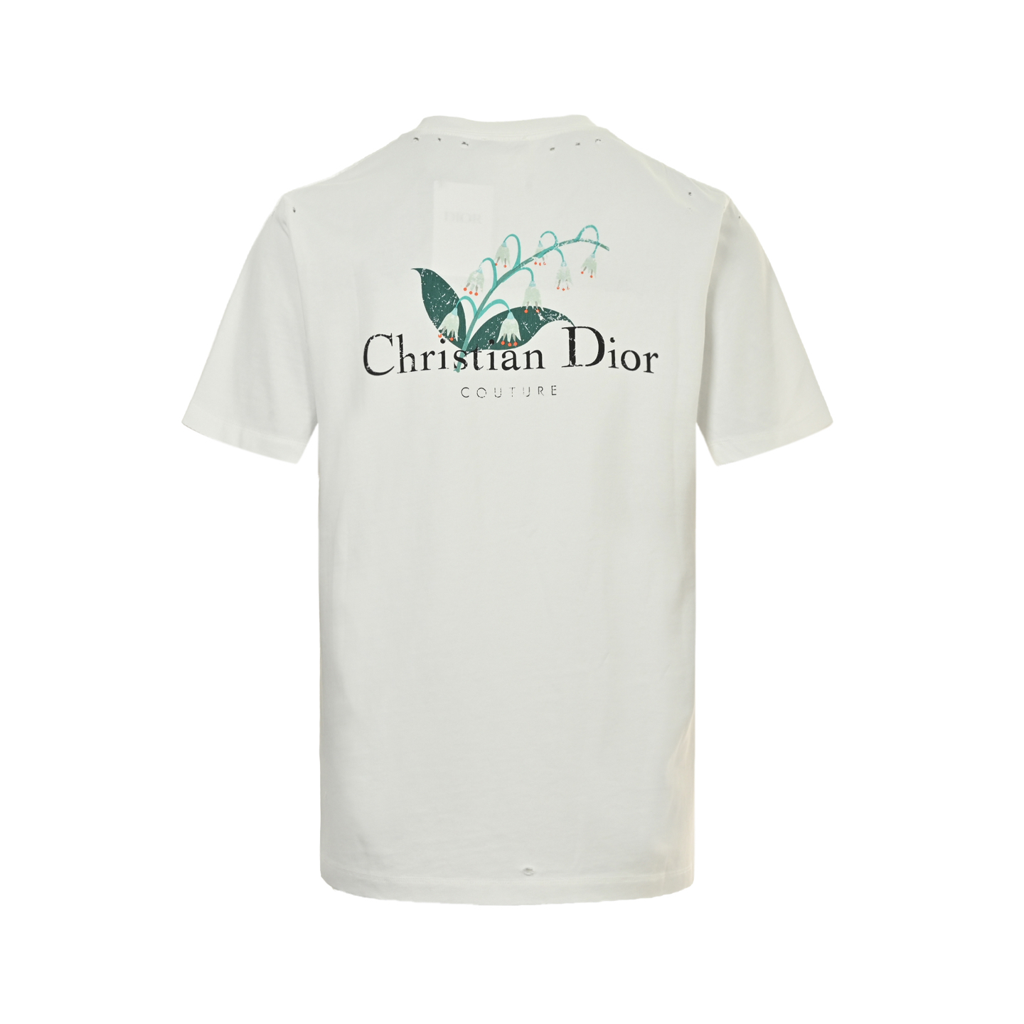 Dior 25ss lily of the valley print distressed ripped short-sleeve shirt