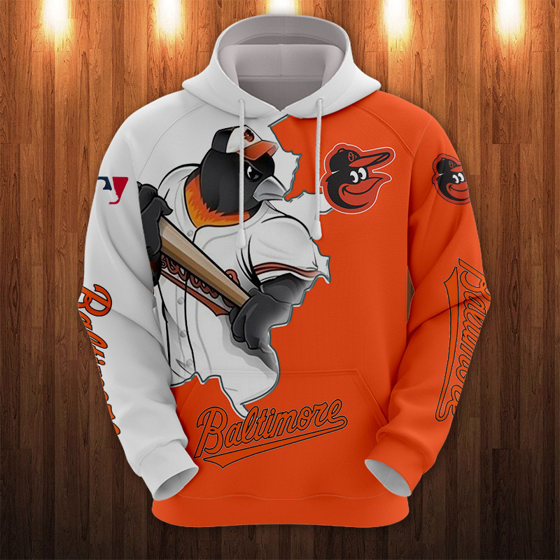 BALTIMORE ORIOLES HOODIES 3D MASCOT DESIGN