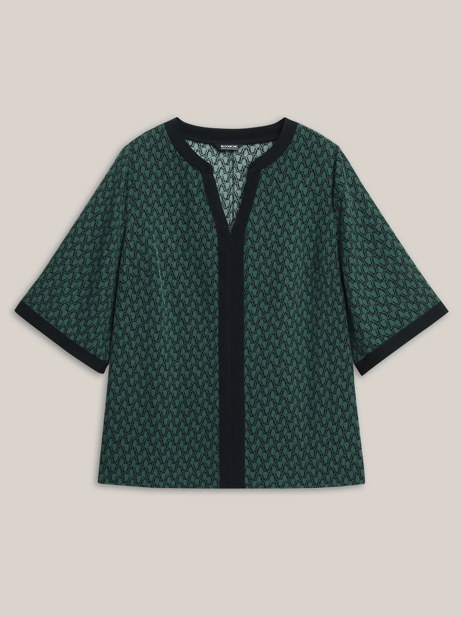 Geometric Print Color Contrast Blouse