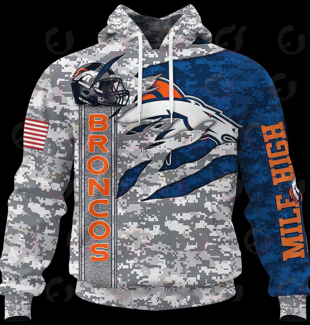 DENVER BRONCOS 3D HOODIE CAMO US