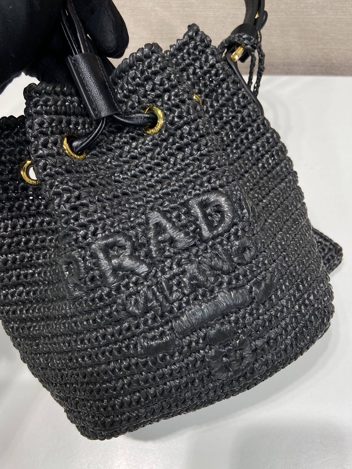 Prada Straw Bucket Bag 1BE068