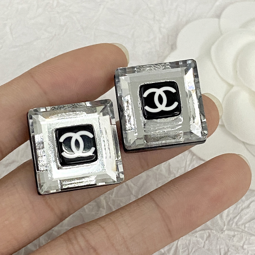 Chanel Cube Crystal Rock Candy Letter Earrings