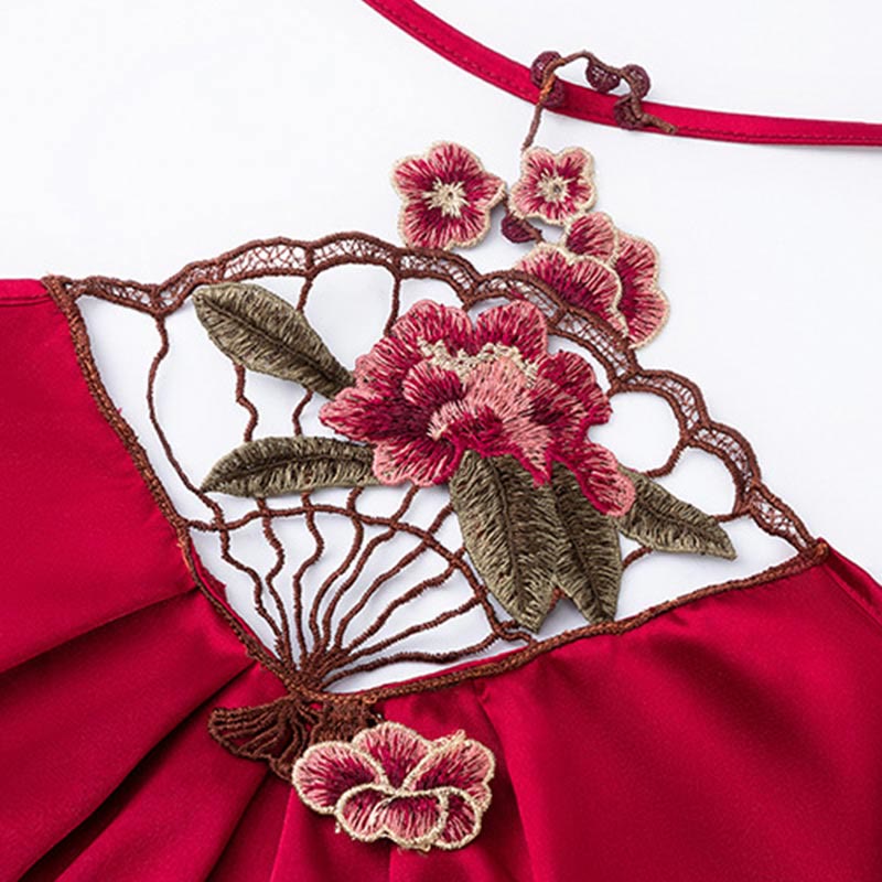 Han Costume Tassel Flower Embroidery Sexy Lingerie Set