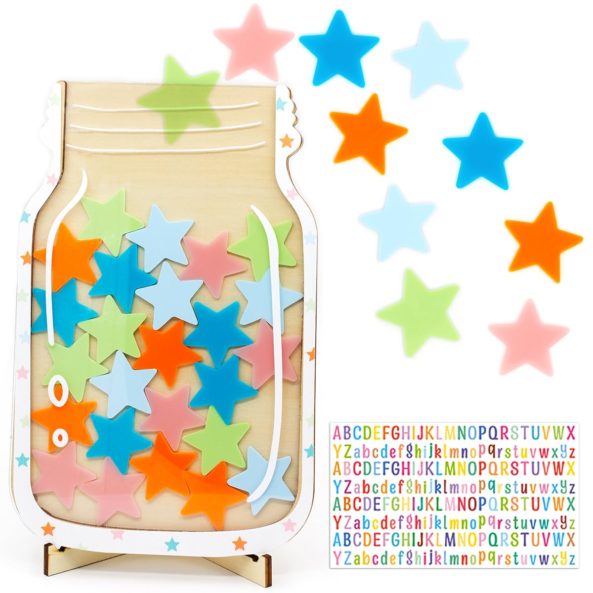 🔥SPRING SALE🔥Personalized Stars Reward Jar for Kids, DIY, with Colorful Letter Stickers