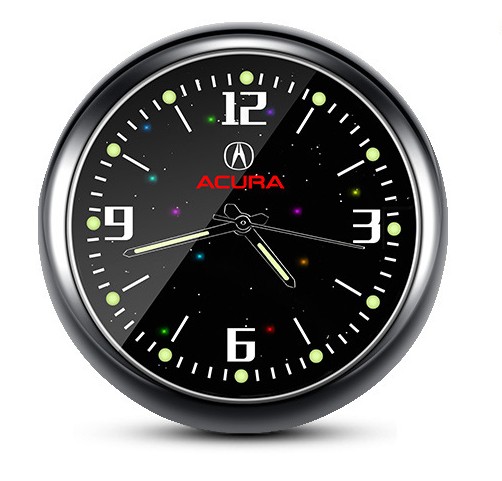 1x Luminous Diamond Quartz Analog Watch Stick On Car Clock Accessories Black