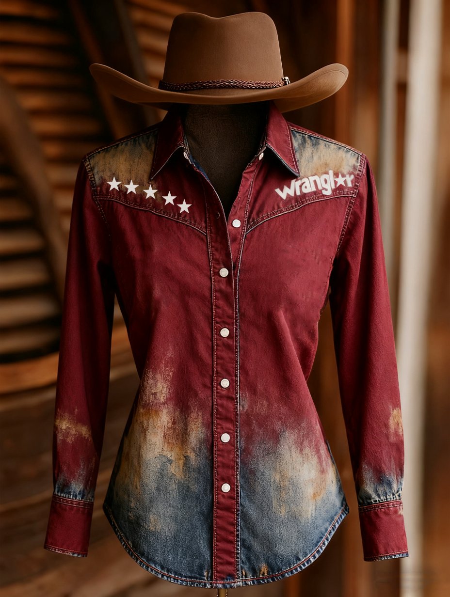Women's Vintage Casual Western Long Sleeve Shirt