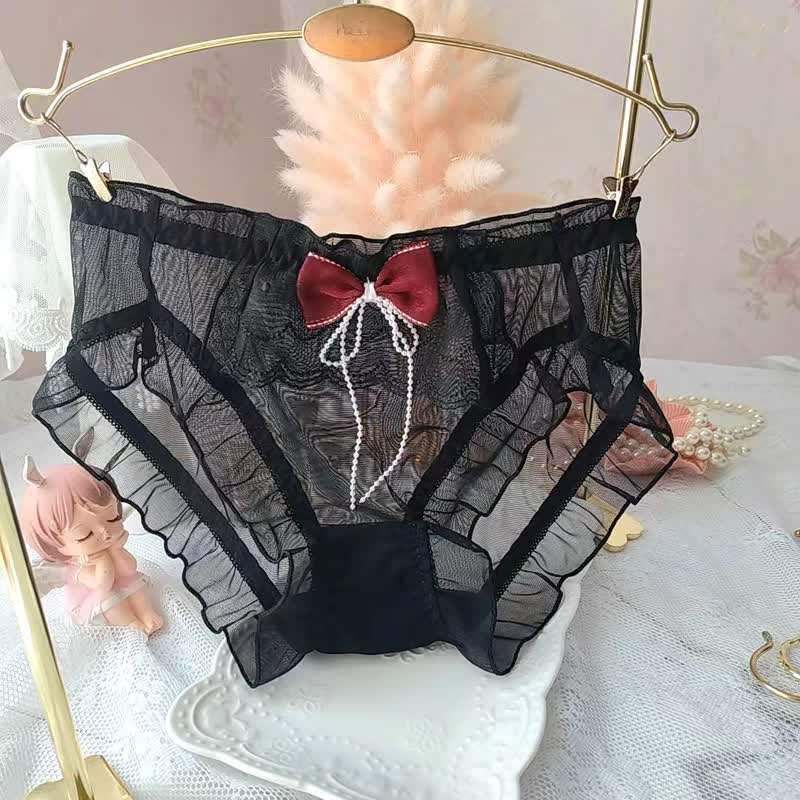 Bow Knot Flouncing Mesh Panty