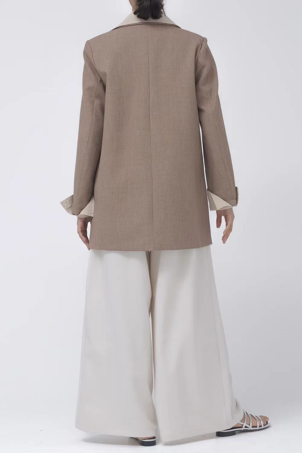 Autumn Stitching Color Matching Loose Design Blazer Tops Women