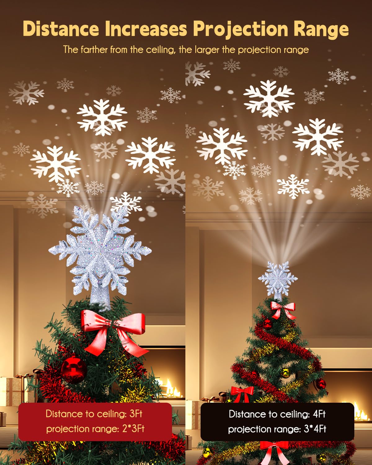 🎅Christmas Pre Sale🎄LED Star Tree Topper Snowflake Projector