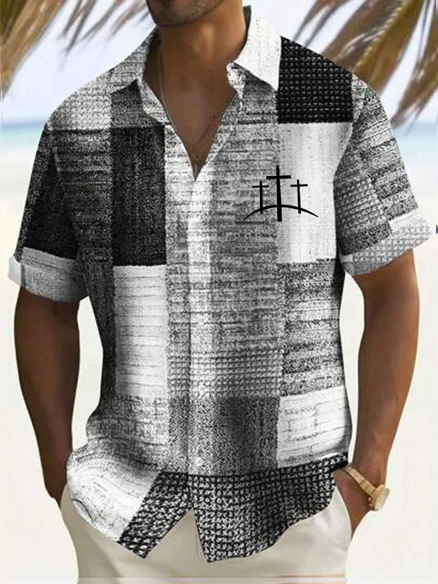 Men's Faith Cross Printed Casual Shirt