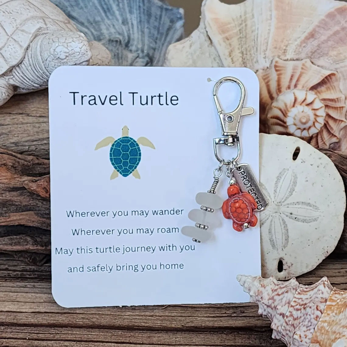 Sea glass Travel Turtle Charm