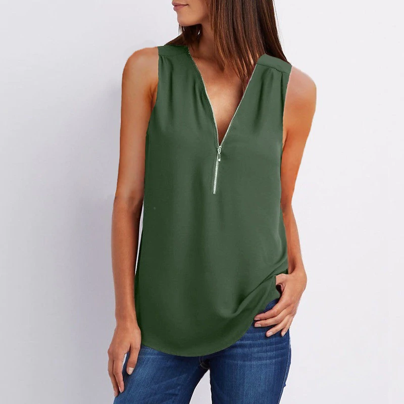 Koszulka bez rękawów luźna szyfonowa Tank Top