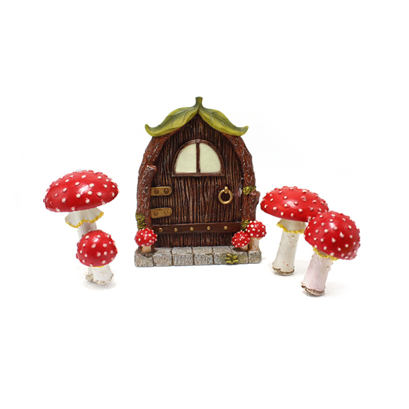 1pc Glow In The Dark Mini Gnome Door Set Secret Dollhouse Door Set Resin Fairy Garden Furniture Set Scene Props Outdoor Decor Accessories For Courtyard Garden Tree Decoration
