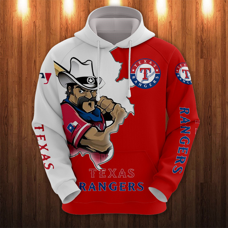 TEXAS RANGERS HOODIES 3D MASCOT DESIGN