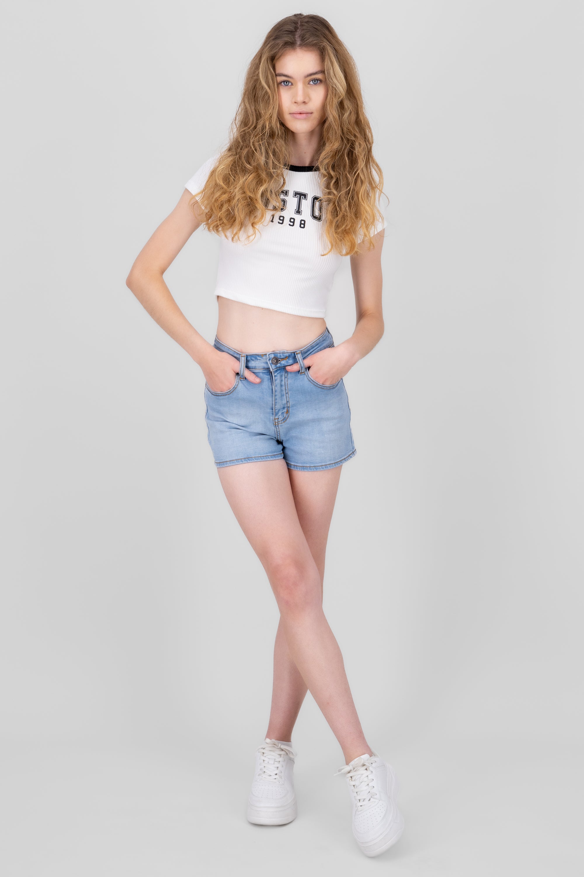 Mid Waist Denim Short