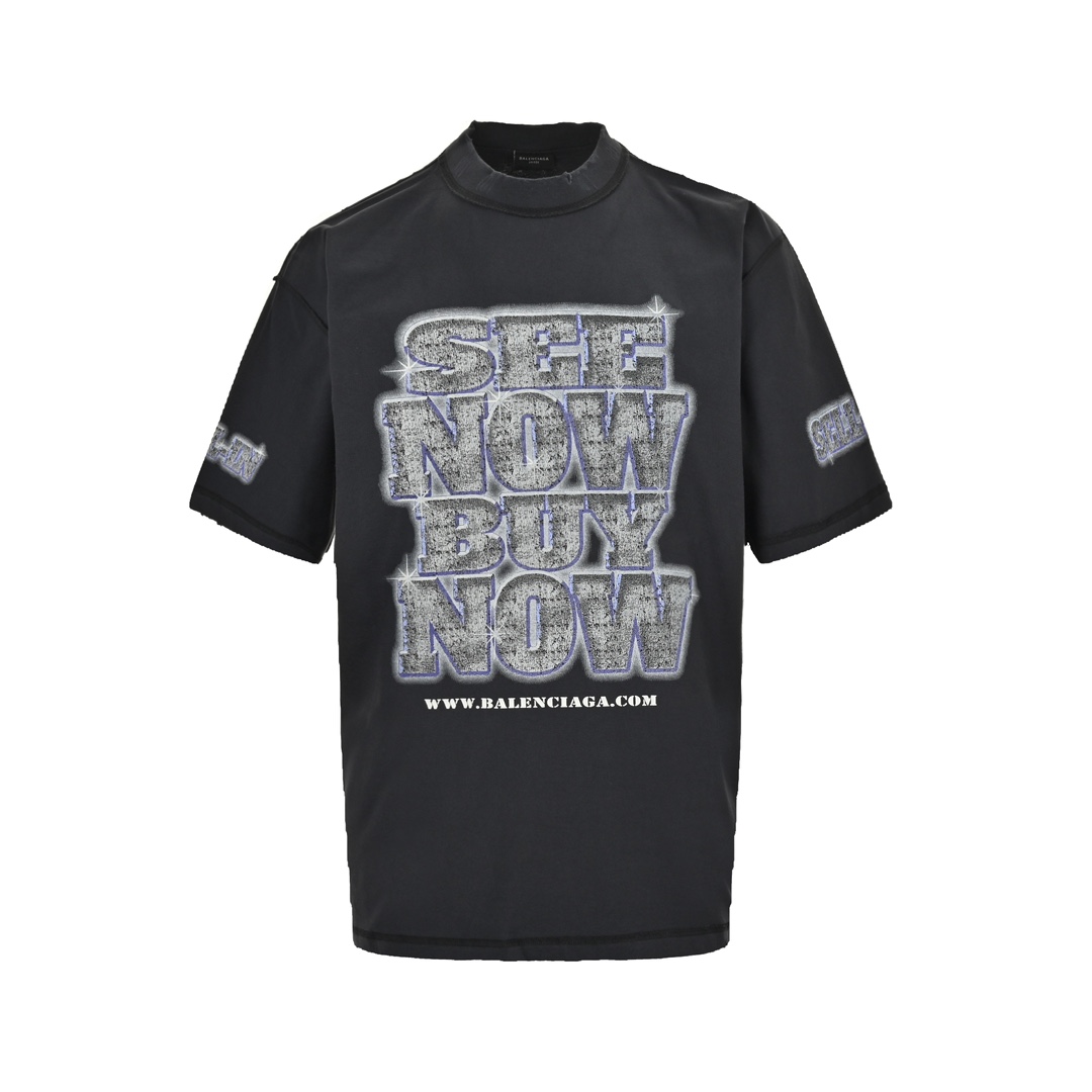 Balenciaga SNBN retro washed round neck short sleeves