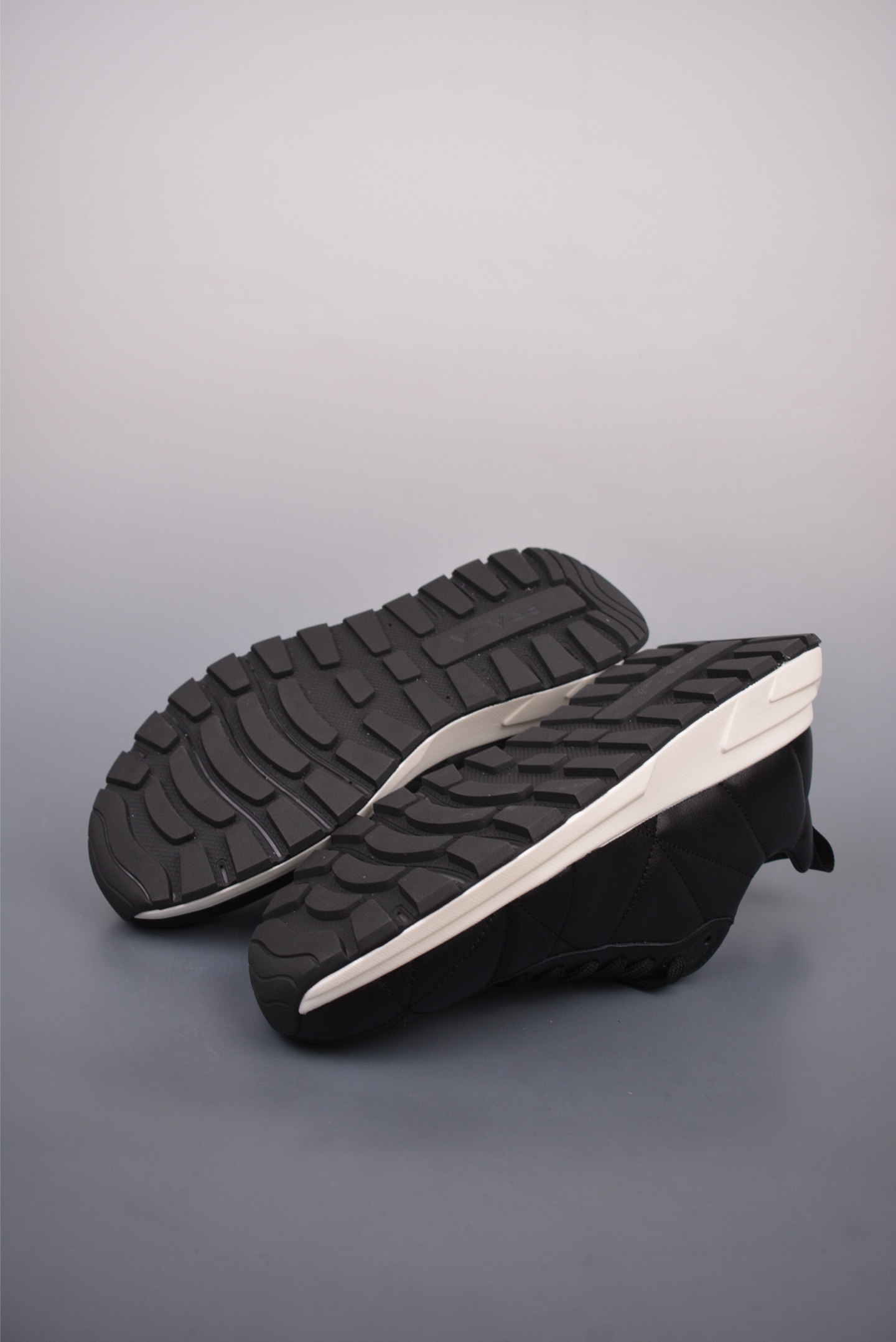Prada PRAX 01 Triangle Logo Leather Sneakers Diamond Black and White 3D988M_3LF5_FG000